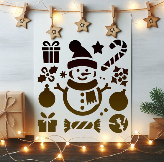 Pochoir Sérigraphie Noël – Réutilisable, Auto-adhésif, 21,6x27,9 Cm, Pour Décor Sur Bois, Tissu, Verre…