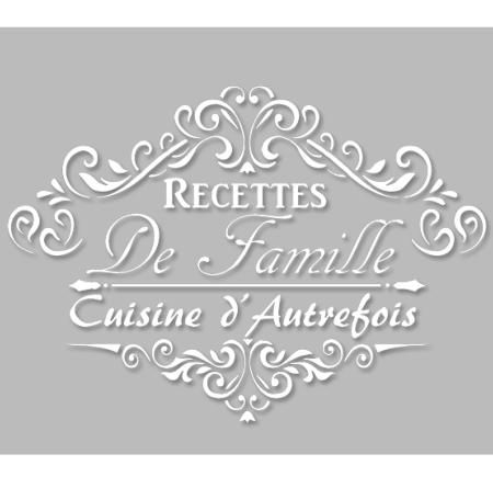 Pochoir Adhésif 30 x 20 cm Médaillon Recettes de Famille Stylisé