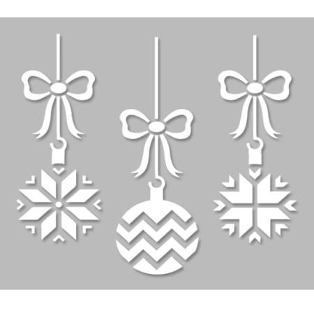 Pochoir Adhésif 22 x 20 cm Set Trois Boules Noel & Noeuds