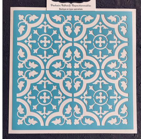 Pochoir Adhésif PVC Réutilisable 20 x 20 cm 4 Carrelages / Carreaux Ciment Anciens