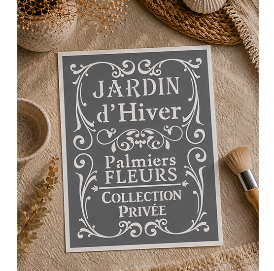 Pochoir Adhésif Affiche Jardin d’Hiver 30x20 cm – Style Botanique Vintage