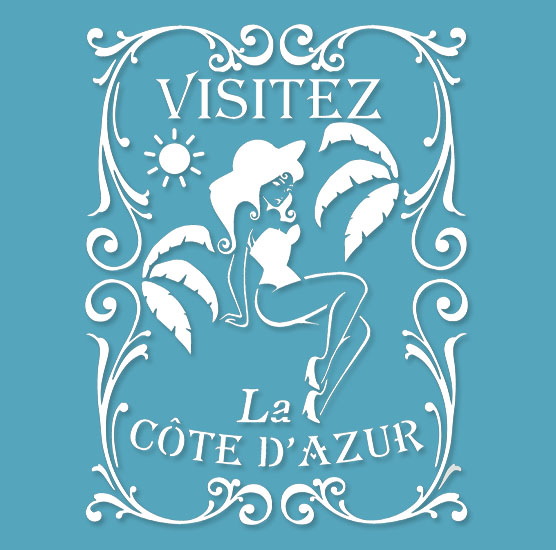 Pochoir Adhésif 30 x 20 cm Affiche Côte d'Azur