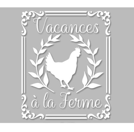 Pochoir Adhésif 25 x 20 cm Médaillon Vacances à la Ferme