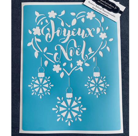 Pochoir Adhésif 30 x 20 cm Coeur Joyeux Noel & Boules Flocons