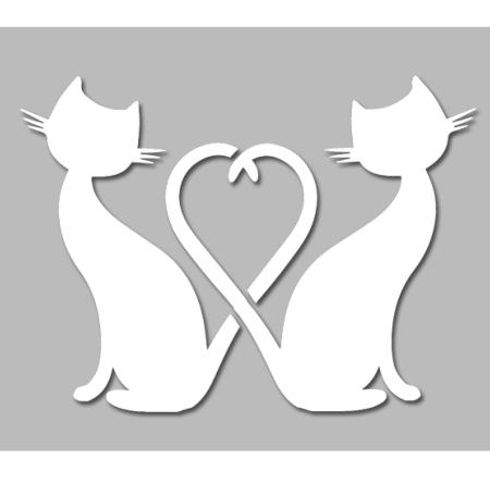 Pochoir Adhesif 25 X Cm Chats Amoureux Coeur