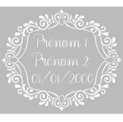 Pochoir Adhésif 25 x 20 cm Médaillon Mariage Personnalisable (2 prénoms & date)
