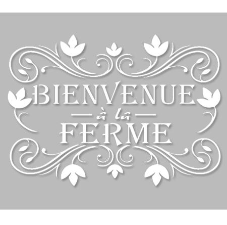 Pochoir Adhésif 30 x 20 cm Médaillon Bienvenue à la Ferme