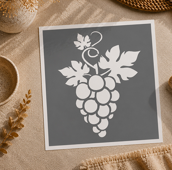 Pochoir Adhésif Grappe de Raisin 20x15 cm – Motif Vigne Champêtre
