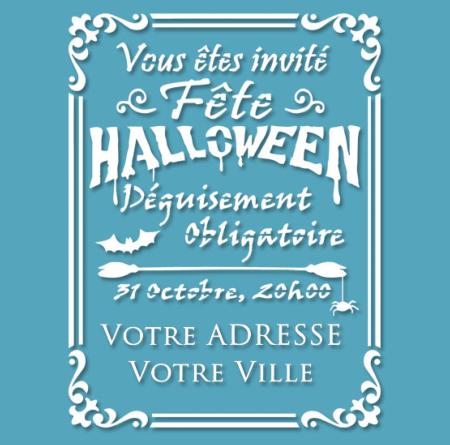 Pochoir Adhésif 30 x 20 cm Invitation Halloween (Personnalisable)