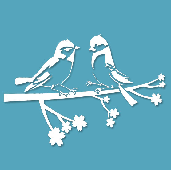 Pochoir Adhésif 25 x 20 cm Branche Cerisier & Oiseaux