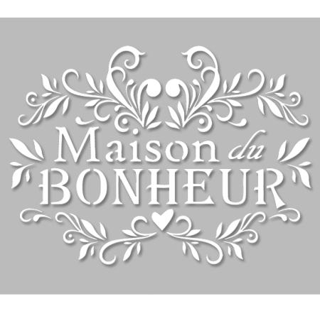 Pochoir Adhésif 30 x 20 cm Médaillon Maison du Bonheur & Arabesques