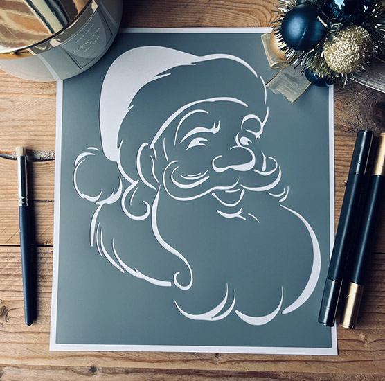 Pochoir Adhésif 25 x 20 cm Portrait Père Noel