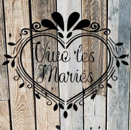 Pochoir Adhésif 25 x 20 cm Coeur Mariage, Vive les Mariés