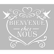 Pochoir Adhésif 25 x 20 cm Coeur Bienvenue chez Nous & Oiseaux