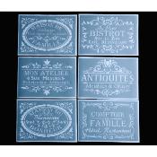 Ensemble de 6 Pochoirs Adhésifs 30 x 20 cm (chacun), Ancien/Vintage