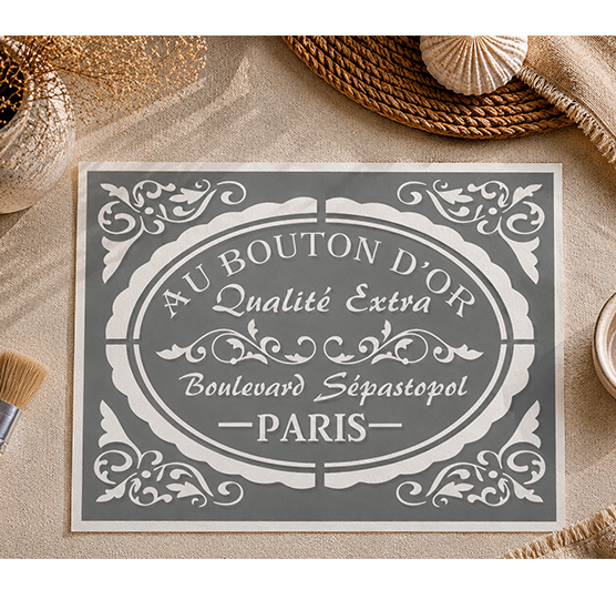 Pochoir Adhésif Affiche Au Bouton d'Or 30x20 cm – Style Vintage Champêtre