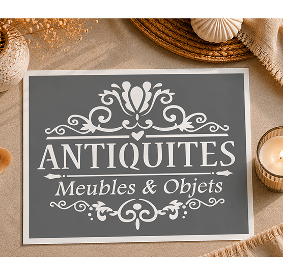 Affiche Ancienne Antiquités – Meubles & Objets 30x20 cm – Déco Style Vintage