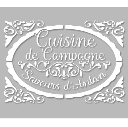 Pochoir Adhésif 30 x 20 cm Médaillon Ancien Cuisine de Campagne