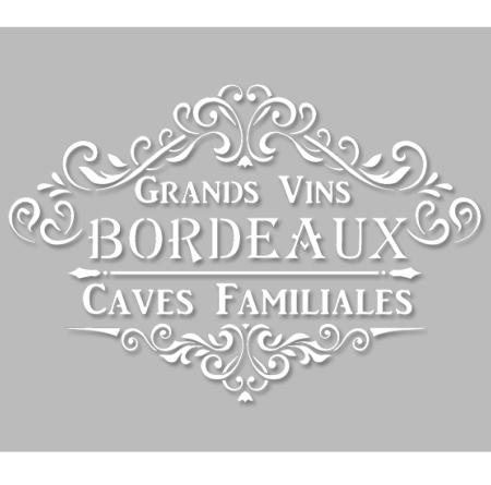 Pochoir Adhésif 30 x 20 cm Médaillon Vins de Bordeaux, Caves Familiales