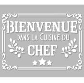 Pochoir Adhésif 30 x 20 cm Médaillon Bienvenue dans la Cuisine du Chef