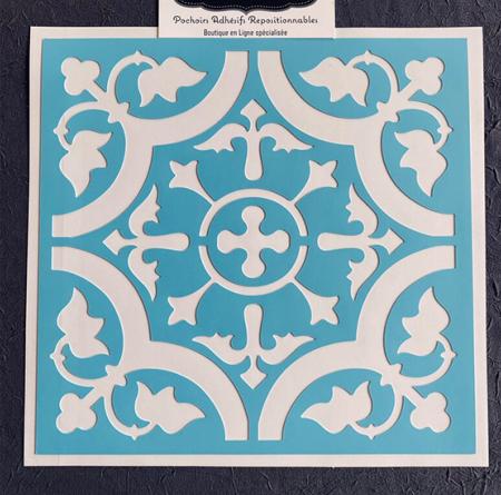 Pochoir Adhésif PVC Réutilisable 20 x 20 cm Carrelage / Carreau Ciment Ancien