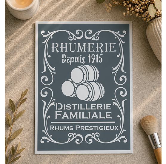 Pochoir Adhésif Rhumerie Vintage 30x20 cm Décoration Bar Rétro Multi support