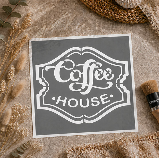 Pochoir Adhésif Coffee House 25x20 cm – pour Déco Café Vintage