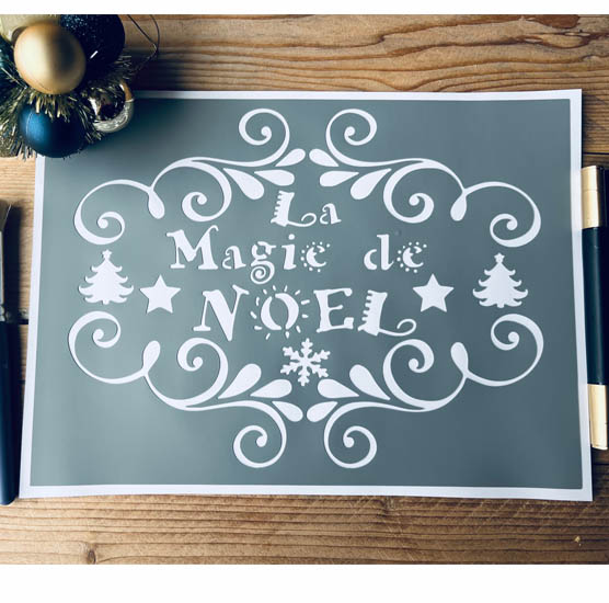 Pochoir Adhésif 30 x 20 cm Affiche Magie de Noël
