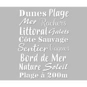 Pochoir Adhésif 30 x 20 cm Planche Lettrages Mer, dunes ...