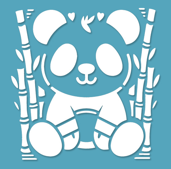 Pochoir Adhésif 20 x 20 cm Petit Panda & Bambous
