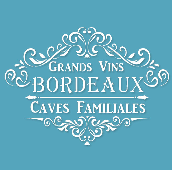 Pochoir Adhésif 30 x 20 cm Médaillon Vins de Bordeaux, Caves Familiales