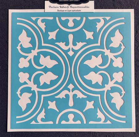 Pochoir Adhésif PVC Réutilisable 20 x 20 cm Carrelage / Carreau Arabesques Vintage