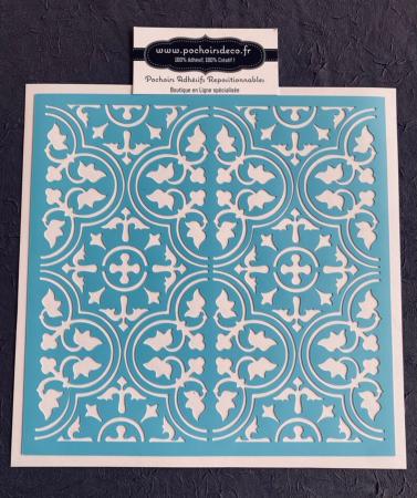 Pochoir Adhésif PVC Réutilisable 20 x 20 cm 4 Carrelages / Carreaux Ciment Fleurs Anciennes