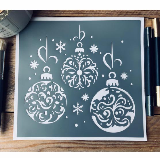 Pochoir Adhésif 20 x 20 cm Boules de Noël Stylisées