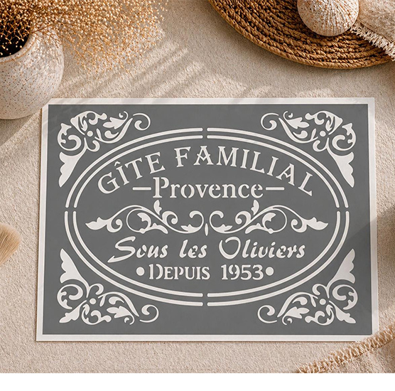 Pochoir Adhésif Affiche Gîte Provence Vintage 30x20 cm Déco Meuble DIY Réutilisable