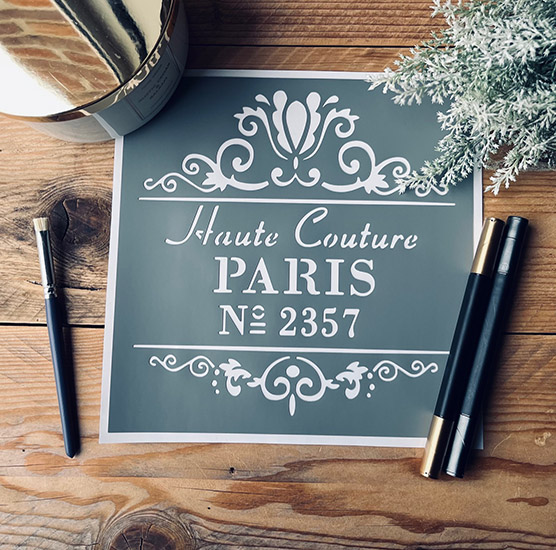 Pochoir Adhésif Style Couture PVC, Motif Arabesques Paris, 22 x 20 cm