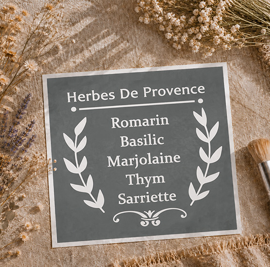 Pochoir Adhésif Herbes de Provence 20x20 cm – Déco Cuisine Vintage et Esprit Provençal