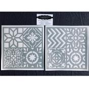 Pochoir Adhésif Ensemble de 8 Faïences (10 x 10 cm chacune)