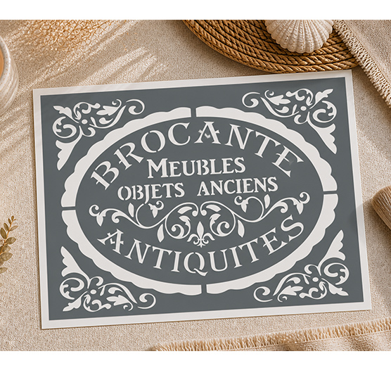 Pochoir Adhésif Brocante Antiquités Vintage 30x20 cm Décoration Meuble Mur DIY