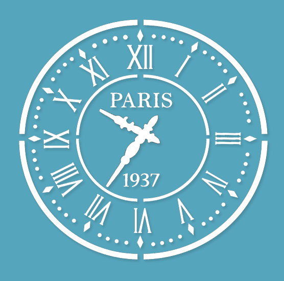 Pochoir Adhésif 20 x 20 cm Horloge Vintage