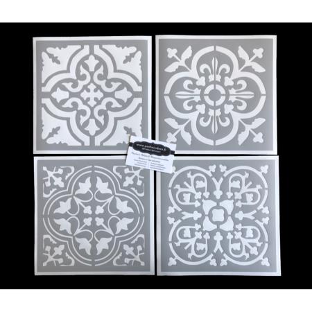 Ensemble de 4 Pochoirs Adhésifs 20 x 20 cm (chacun), Faiences / Carreaux de ciment