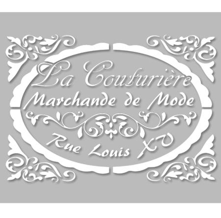 Pochoir Adhésif 30 x 20 cm Médaillon La Couturière Vintage