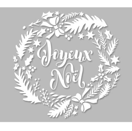 Pochoir Adhésif 21.5 x 21.5 cm Couronne Stylisée Joyeux Noel 