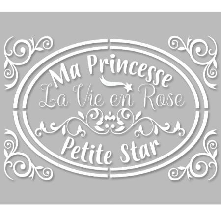 Pochoir Adhésif 30 x 20 cm Médaillon Vintage, Petite Princesse