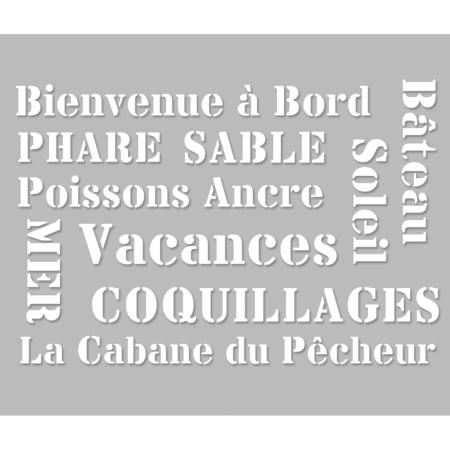 Pochoir Adhésif 30 x 20 cm Planche Lettrages Thème Mer en police Industrielle