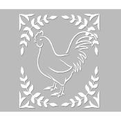 Pochoir Adhésif 25 x 20 cm Cadre Coq & Arabesques