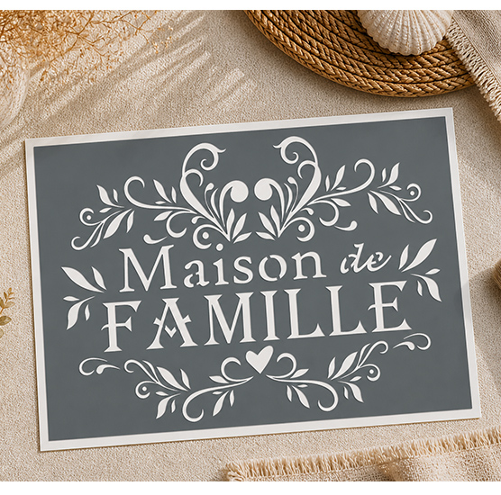 Pochoir Adhésif Maison de Famille Arabesques Vintage 30x20 cm Décoration Campagne Chic