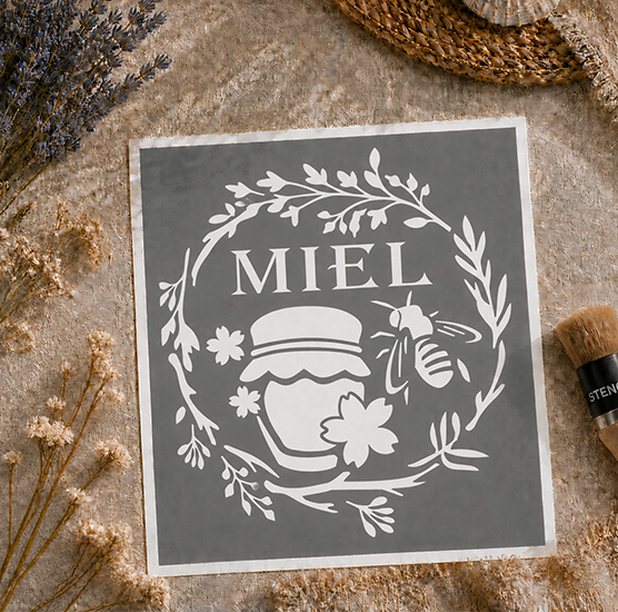 Pochoir Adhésif Pot de Miel Abeille 20x20 cm – pour Déco Apiculture et Cuisine