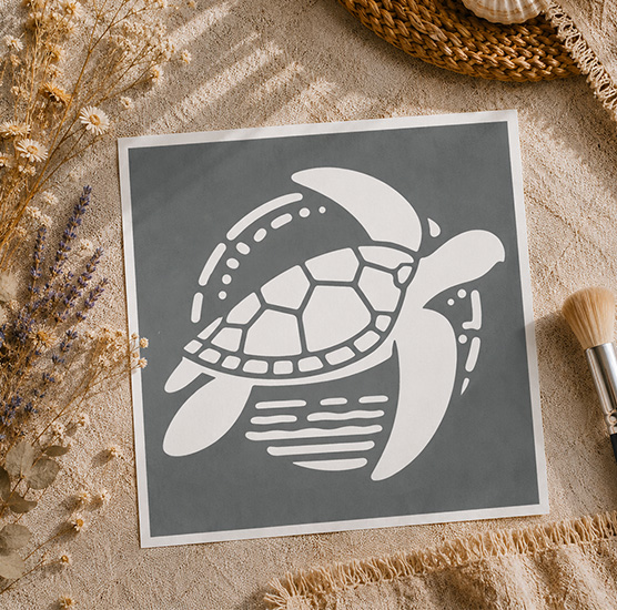 Pochoir Adhésif Tortue de Mer 20x20 cm – Déco Océan & Bord de Mer