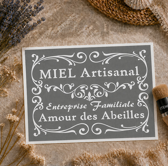 Pochoir Adhésif Vintage Miel Artisanal 30x20 cm – Déco Apiculture & Abeilles